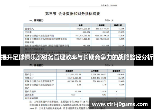 提升足球俱乐部财务管理效率与长期竞争力的战略路径分析